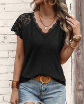 Spets T-shirt med korta ärmar